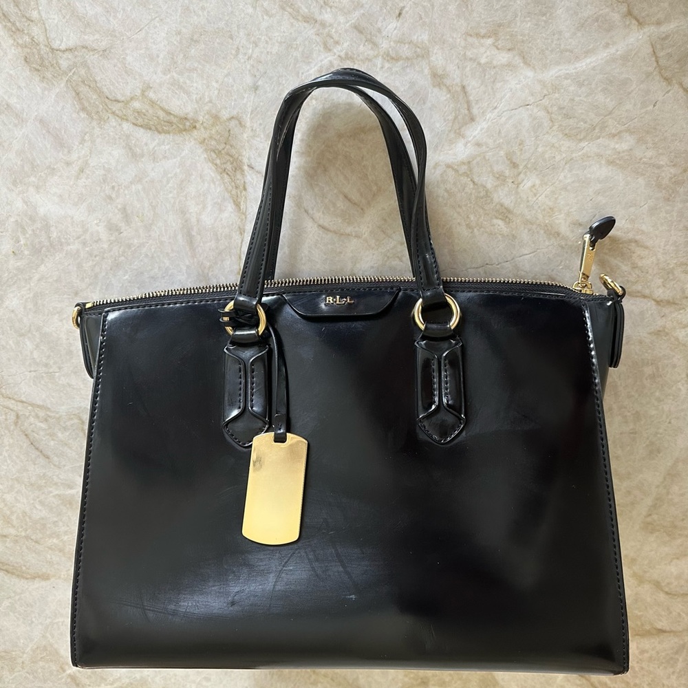 Black patent leather Ralph Lauren handbag